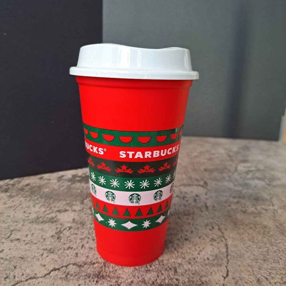 Starbucks reusable plastic holiday coffee mug travel cup tumbler